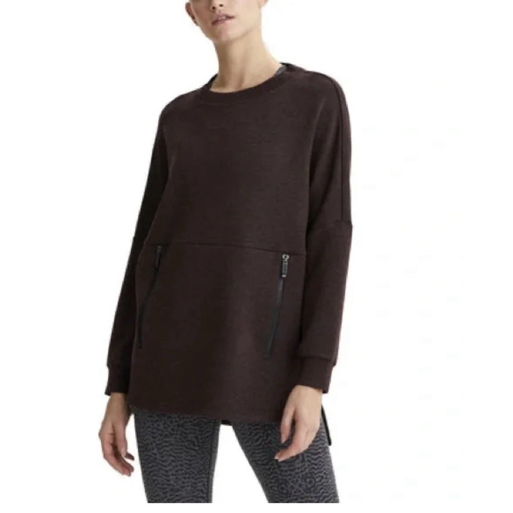 VARLEY Womens BAYLISS Sweatshirt Zip Pockets Burgundy Marl XS L/S Pullover